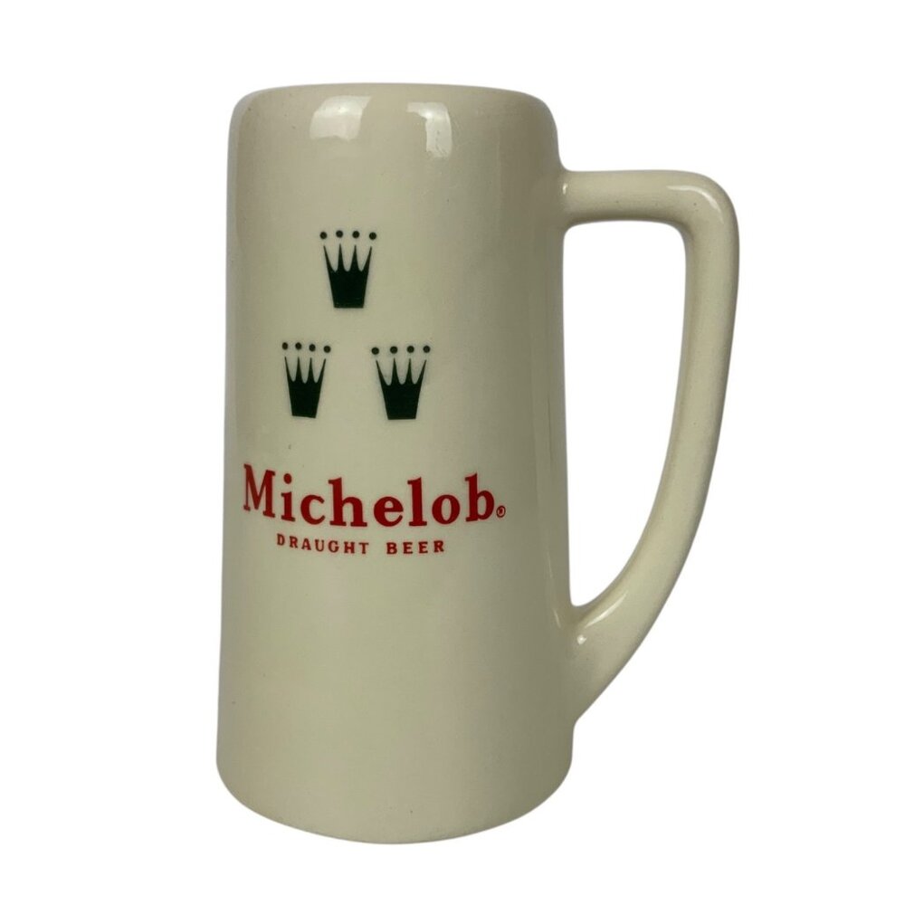 Michelob Draught Beer Ceramic Stein Mug Cream & Red Vintage Barware
